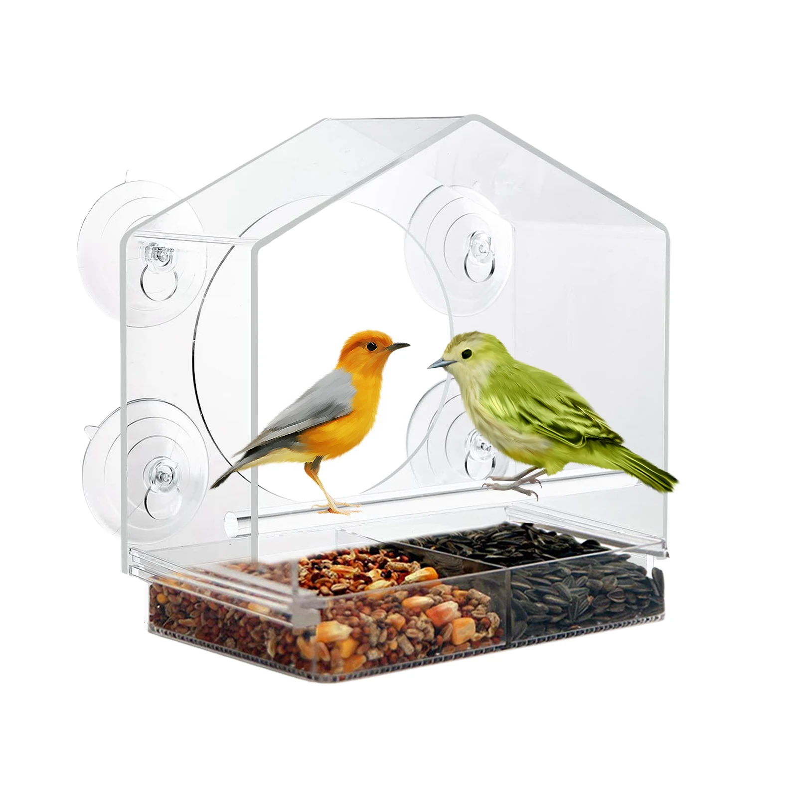 Weatherproof Window Bird House Acrylic Window Bird Feeder For Outside Clear Bird Feeders For Viewing Blue Jays Finches