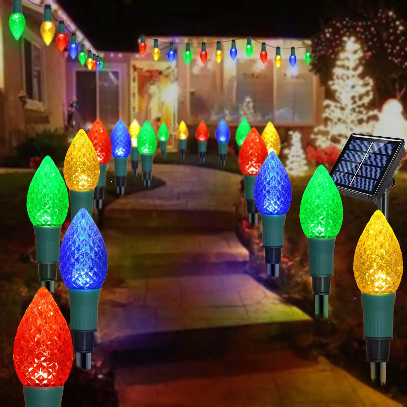 Christmas Decorative Light,LED String Light Solar strawberry Lights, Solar Courtyard Light,  12 lights/set，Wedding Decoration