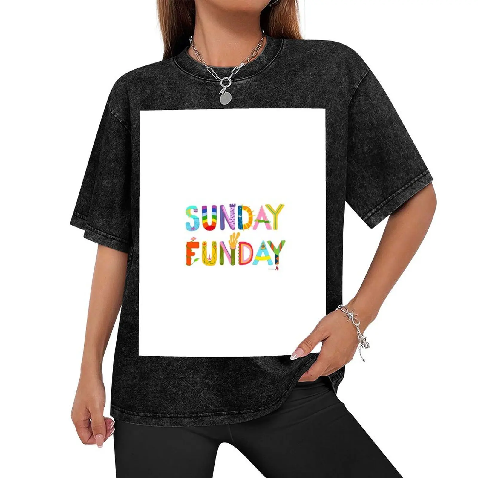 Sunday Funday T-Shirt graphic shirts funny shirt cotton oversized graphic tee t shirts for men pack