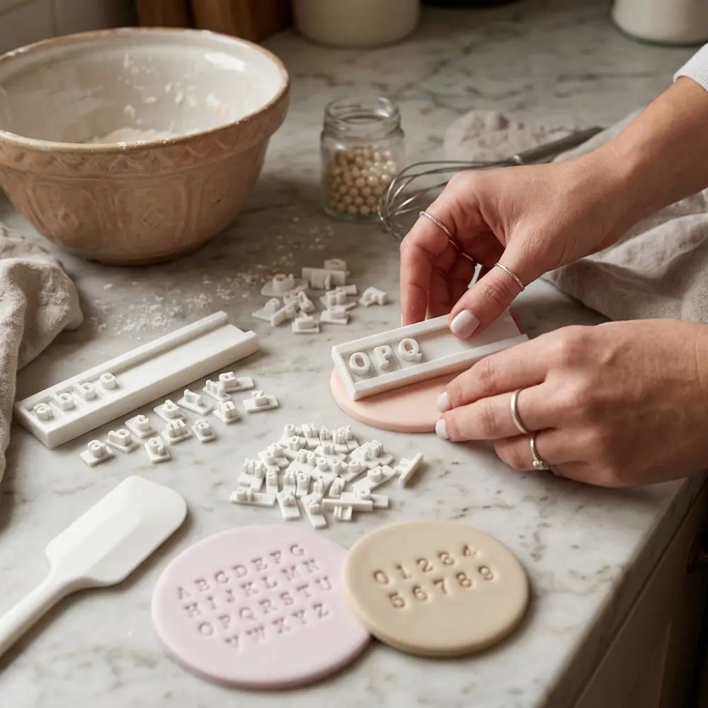 Handmade Clay Letter Number Stamp Set with 26 Letter with Tray Upper Lower Case Clay Stamp Precise Stamping Clear Imprint