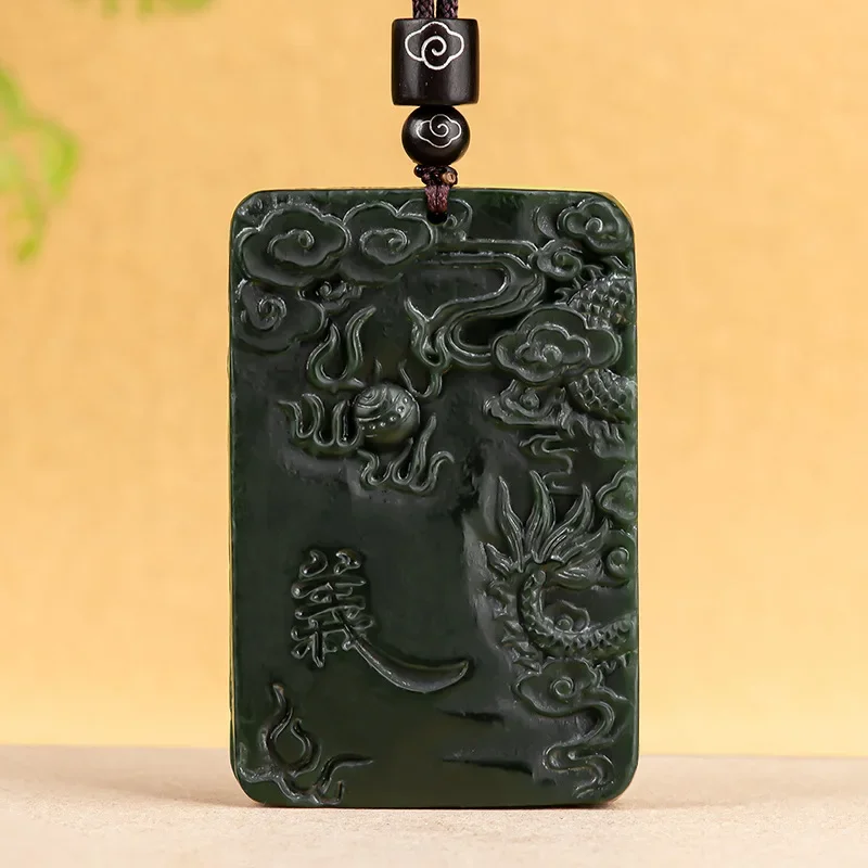 Natural Old Black Hotan Jade Guangong Pendant Black Martial Spirit Overbearing Hand Carved Men's Jade Brand High-grade Jewelry