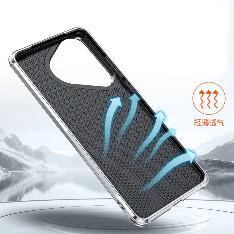 Etui z powłoką galwaniczną, metalowym uchwytem na obiektyw, skórzanym wykończeniem, odporne na wstrząsy, z narożnymi bumperami ochronnymi do Huawei Pura 70 Pro Plus i Pura 80 Ultra — zdjęcie produktu 5