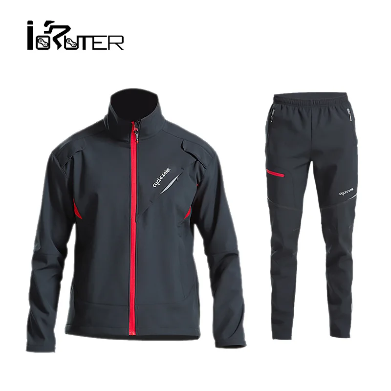 

Autumn Winter Fleece Thickened Cycling Suit Set - Unisex Windproof Warm Outdoor Sportswear for Road/MTB