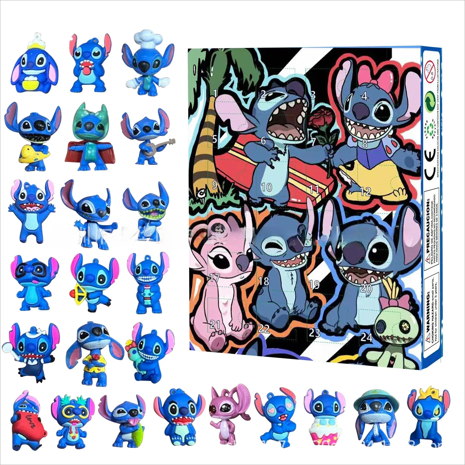 Lilo & Stitch Anime Figuras Stitch Estátua Natal Avvento Calendário Caixa Cega Kawaii Figura Decoração de Quarto Brinquedos Presentes para Crianças