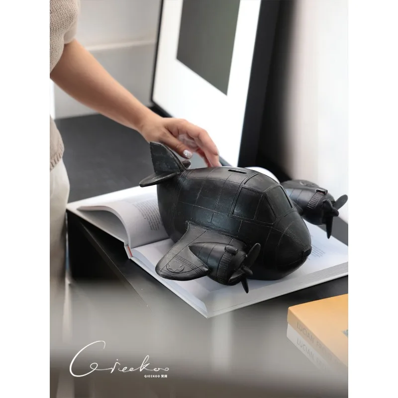 المنزل الرجعية النمط الصناعي ماتي الأسود أصبع البنك الأسود طائرة غرفة المعيشة سطح المكتب فن الديكور الحلي