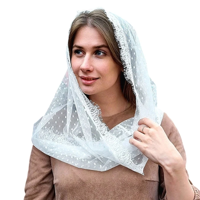 Lace Veil Spanish Head Covering for Catholic Church Chapel Bridal Wedding Veil