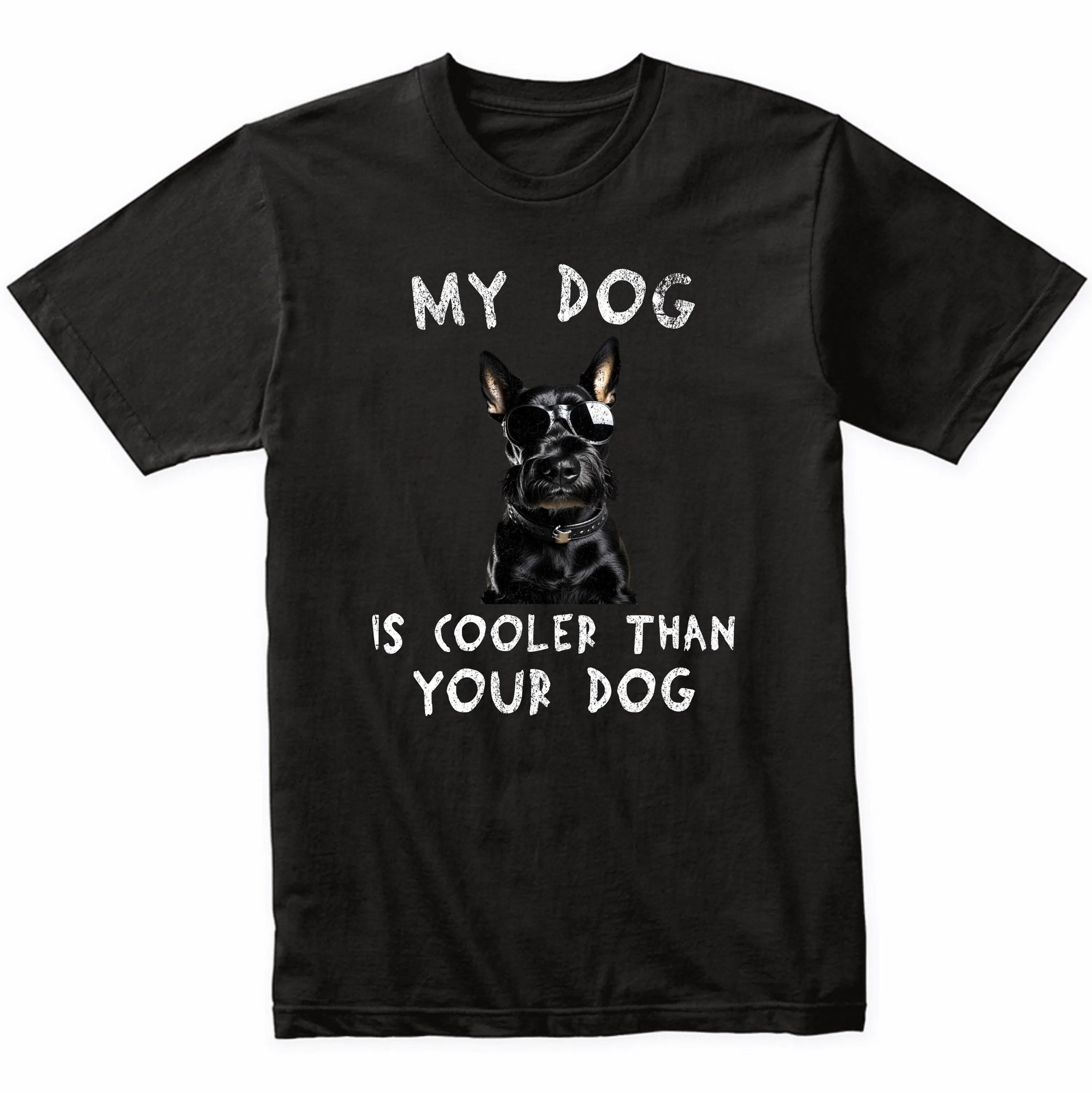 Scottish Terrier My Dog Is Cooler Than Your Funny Owner T Shirt Scottie Wearing Sunglasses