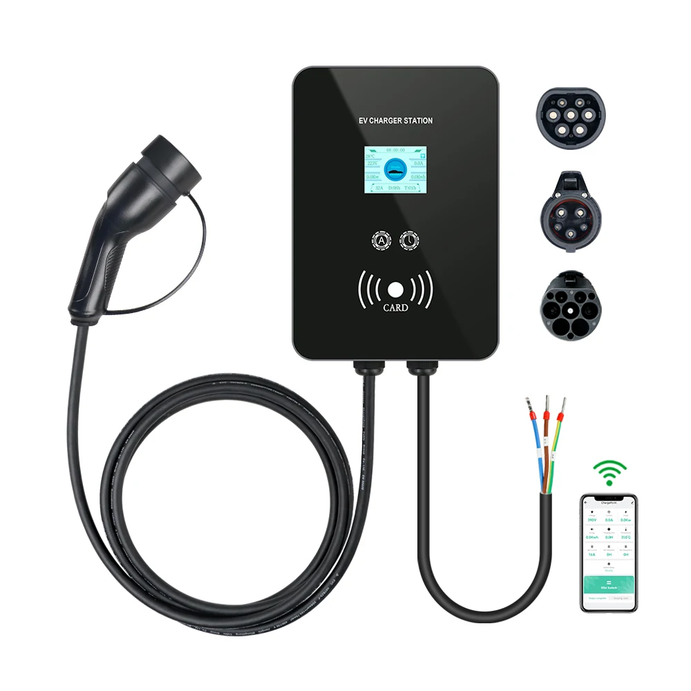

7KW 11KW 22KW 16A 32A Type 1 Type 2 GBT Wallbox Wall-mounted Portable Ac Ev Charger Electric Vehicle Charging Station
