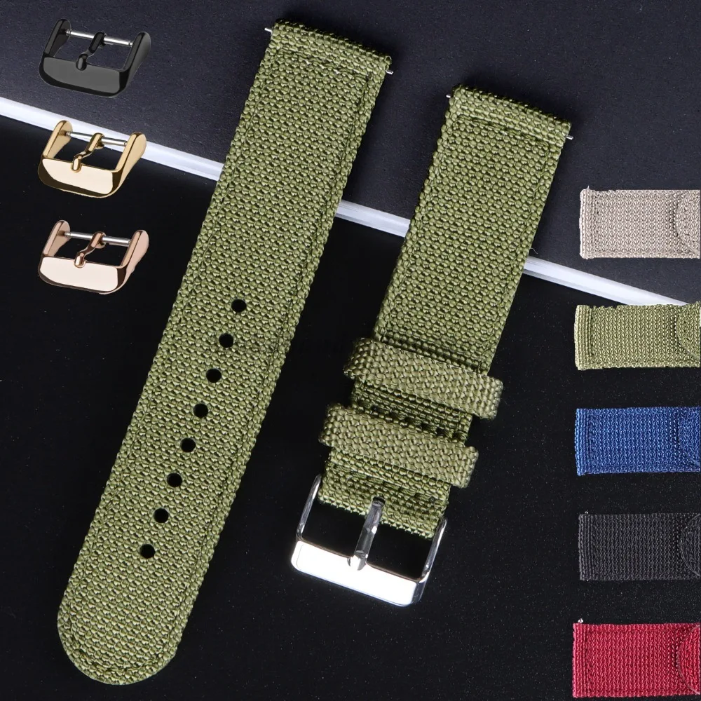 

Нейлоновый холщовый ремешок 18, 20, 22, 24 мм, быстросъемный ремешок для часов для Samsung, спортивный браслет Seiko, мужской и женский, универсальная замена