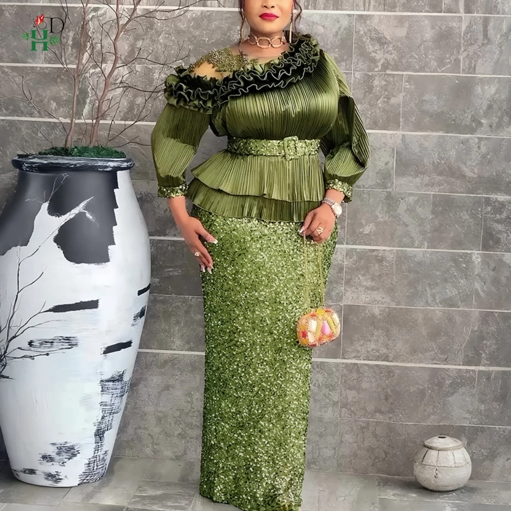 

H&D 2026 New African Party Dresses for Women Dashiki Sequin Maxi Long Dress Elegant Turkey Muslim Wedding Evening Gown Plus Size