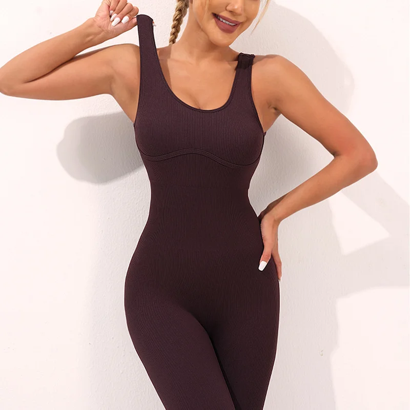 

SVEIC Fitness Yoga Jumpsuits Women Seamless Sports Bodysuit Romper Sculpture Abdomen Workout Ribbed High Elasticity Gym Clothing