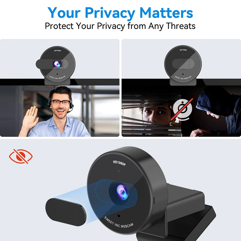 Kamera internetowa 1080P Full HD z mikrofonem i osłoną prywatności EMEET C950 Kamera wideo USB do komputera/stacjonarnego komputera/spotkań/lesów online — zdjęcie 6