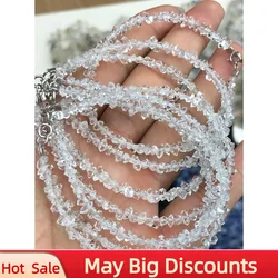 New Herkimer Diamond WGITE Baroque Faceted 3-5mm Charm Elastic Bracelet  S925 CLASP 7.5inch Wholesale Beads Nature Gemstone