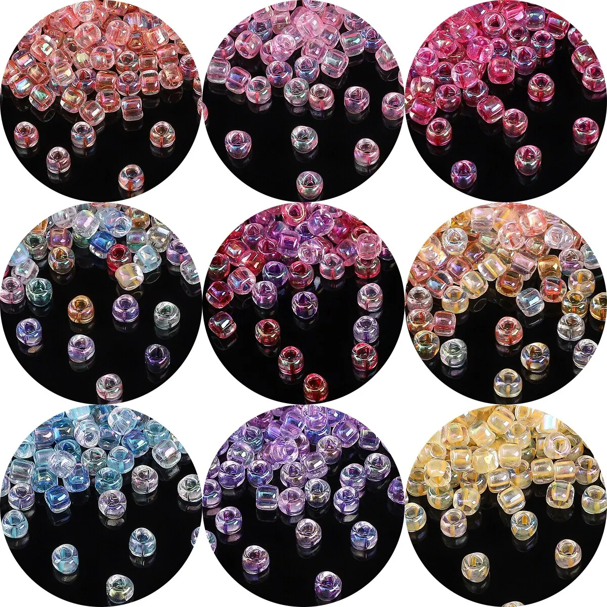 About 840pcs Premium 4mm Fantasy Dyed Core Triangle Beads Glass Seed Beads Loose Beads For DIY Handmade Beaded Jewelry Material