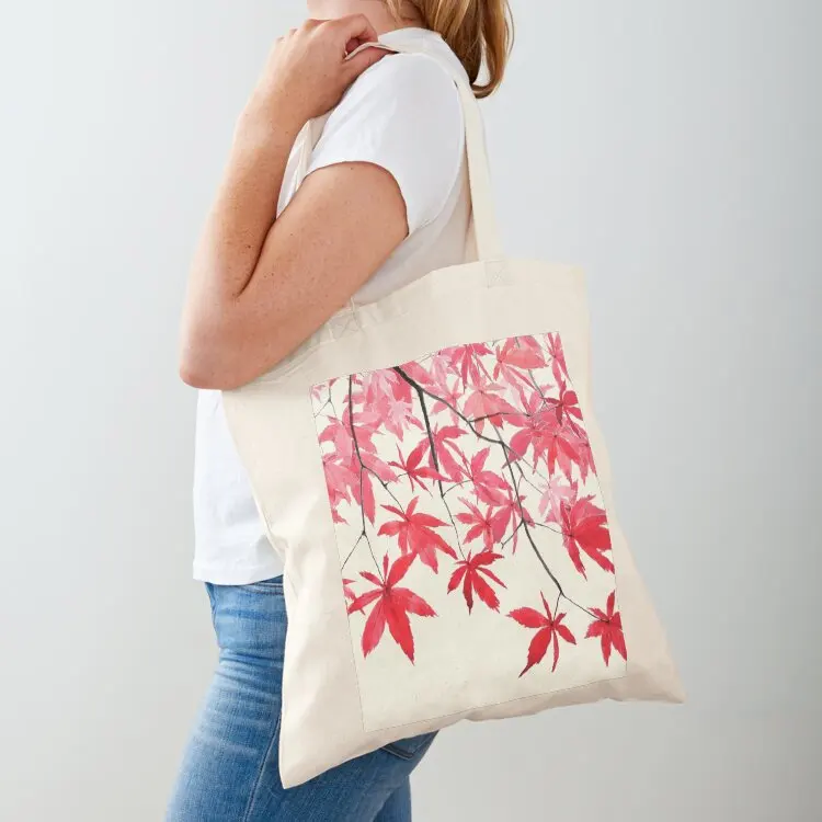 red maple leaves watercolor painting Tote Bag large tote bag Cloth bag tote bags aesthetic