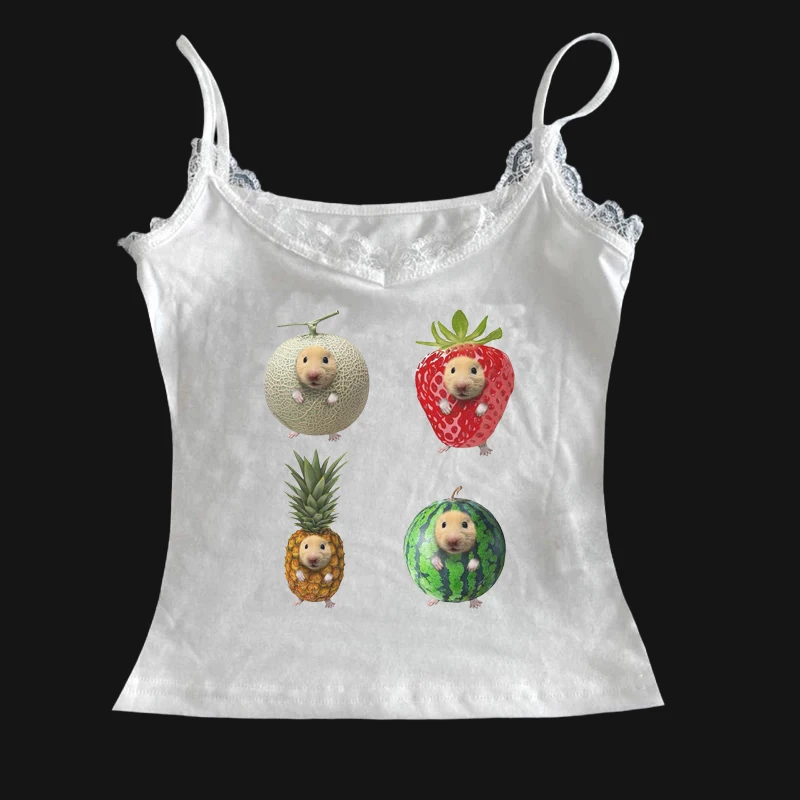 2025 Novo produto para primavera e verão y2k cruz estilo doméstico puro desejo pequena alça de renda picante menina sexy top