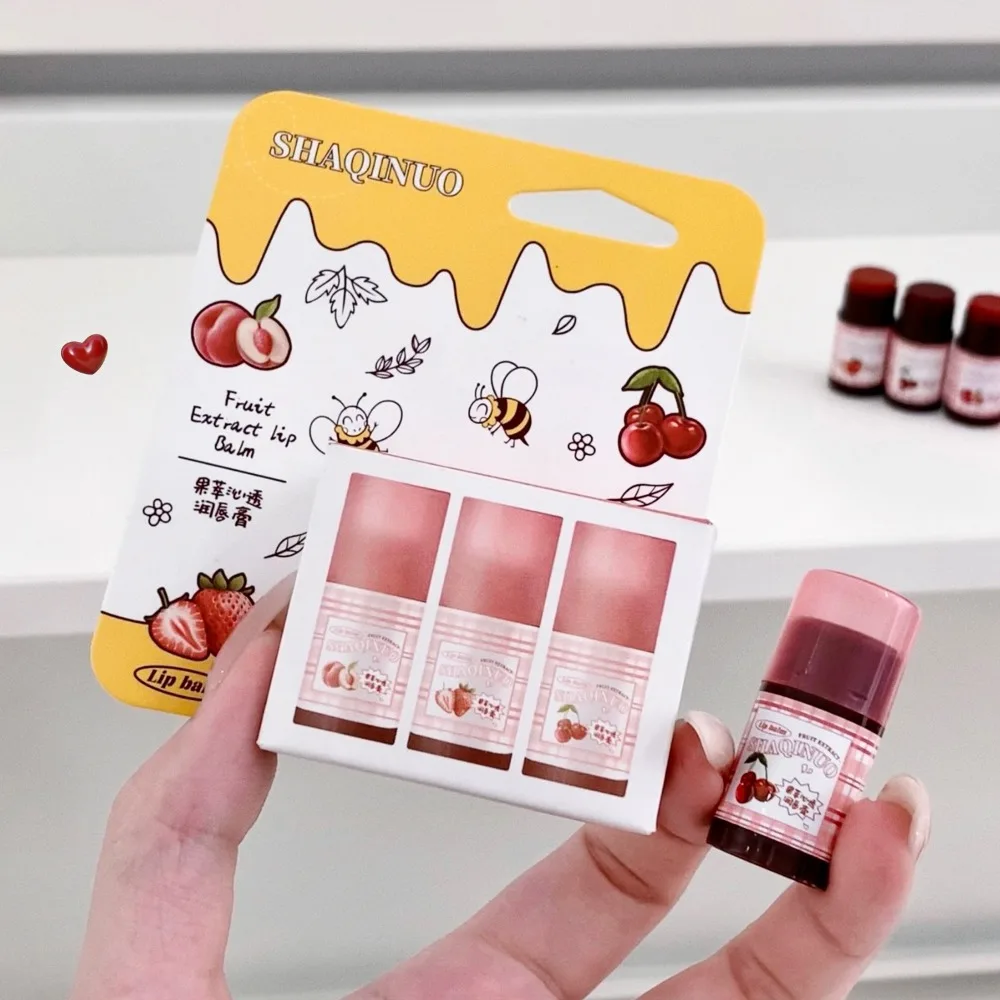 3 stks/set Leuke 6g Fruit Extract Lippenstift Whitening Natuurlijke Hydraterende Lippenbalsem Getinte Lippenbalsem Student Party