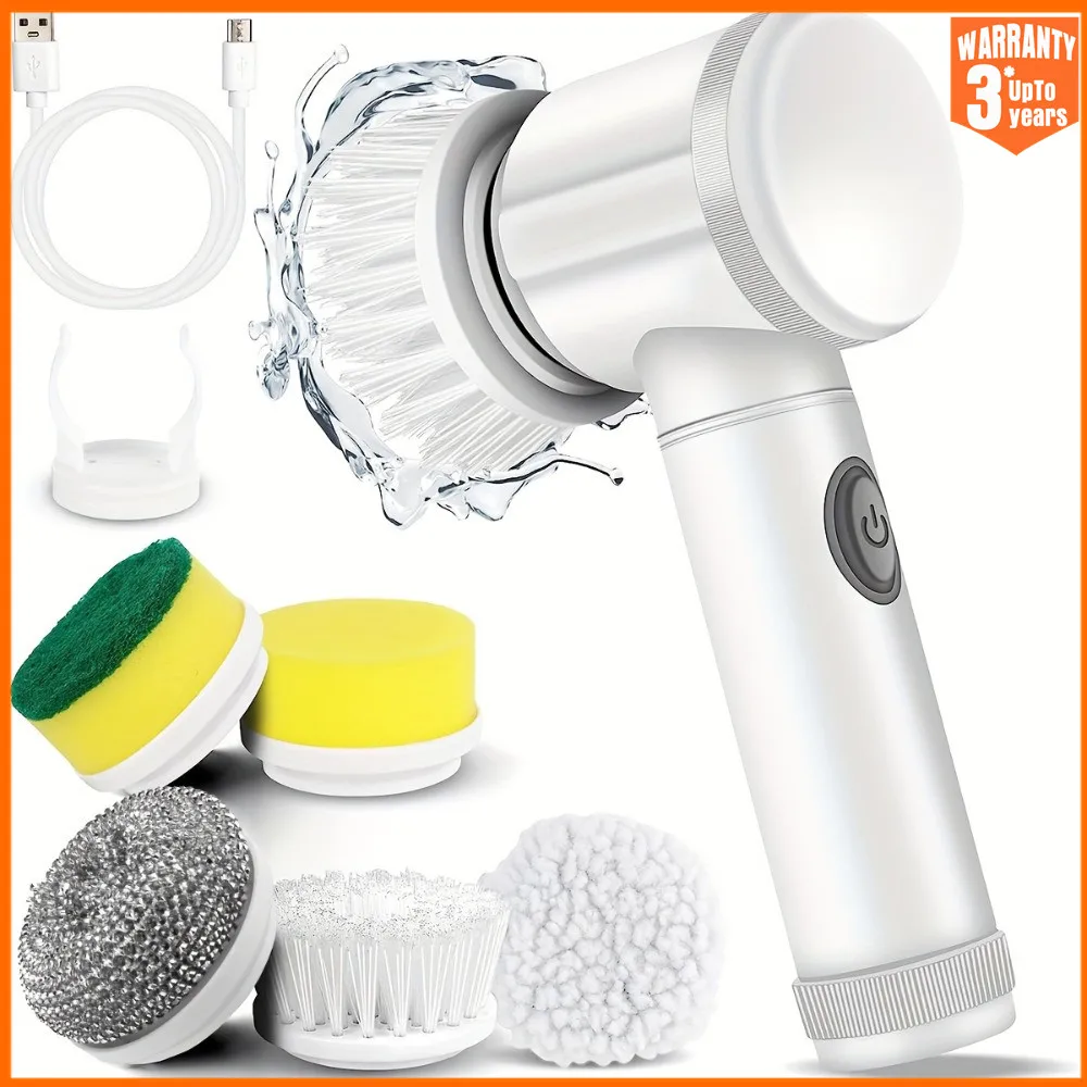 Electric Spin Scrubber, Electric Cleaning Brush 5-in-1 Handheld Kitchen Cleaner Cordless Spin Scrubber, Power Scrubber Bathroom