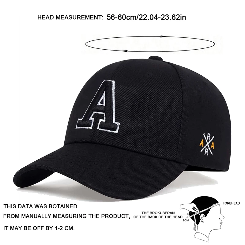 Unisex A Letter Side Ar Embroidery Baseball Caps Spring and Autumn Outdoor Adjustable Casual Hats Sunscreen Hat Sports Golf Cap