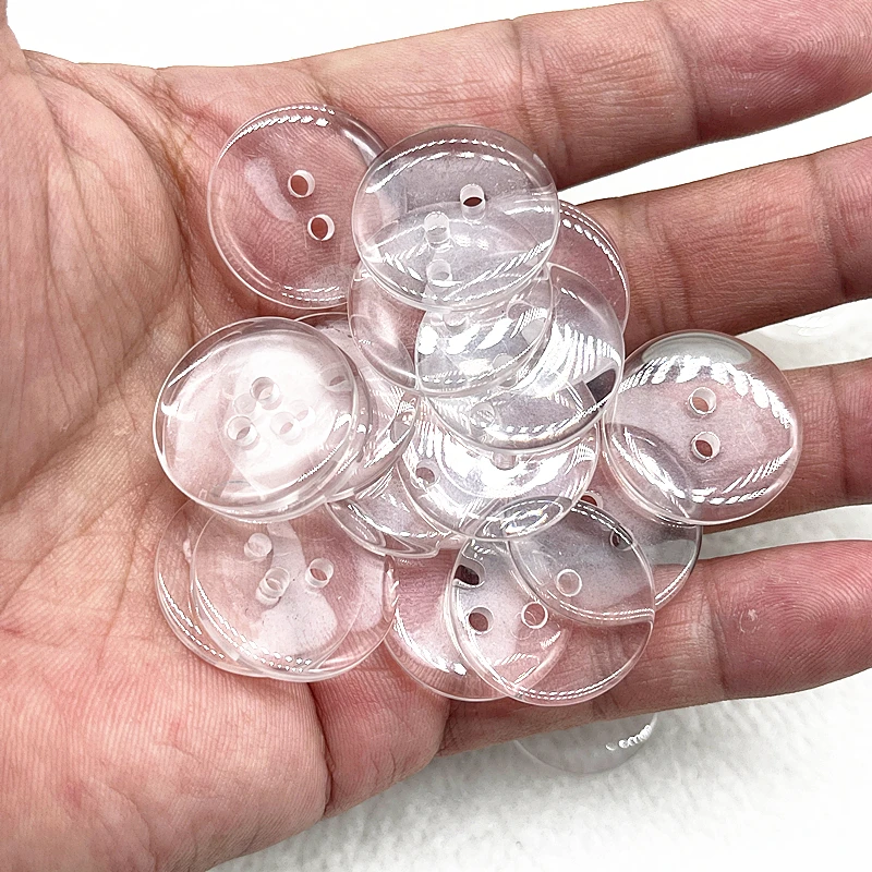 9/10/15/18/20/23/25/30/34mm Two Holes Transparent White Small Buttons Bread Round Resin Sewing Buttons Diy Clothing Accessories