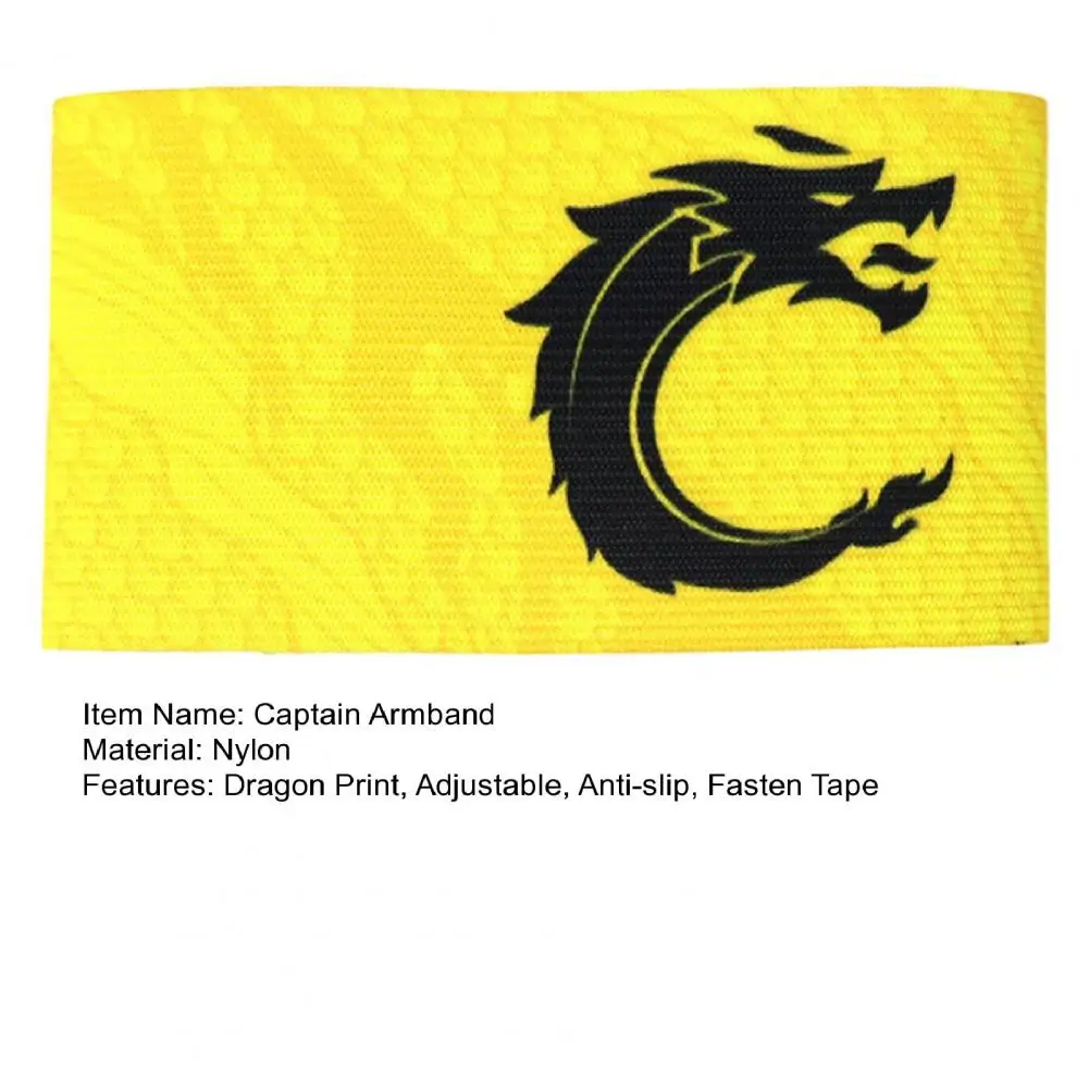 Sports Captain C Armband Unisex Elastic Fasten Tape Anti-slip Dragon Print Adjustable Band Team Training Soccer Captain Armband