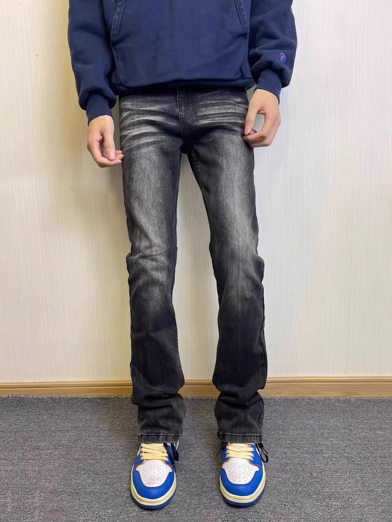 

Retro American High Street Cleanfit Men's Jeans ey Vintage Slim Fit Casual Long Pants Straight Leg Jeans for Teens