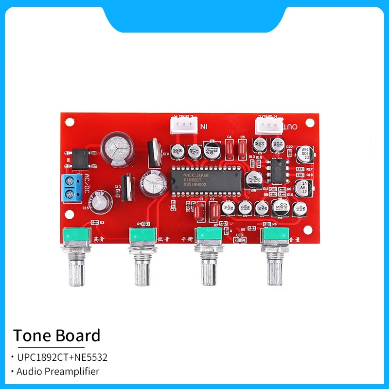 

UPC1982CT аудио предусилитель UPC1982, плата управления тоном NE5532 OP-AMP с басовым высоким балансом, управление звуком