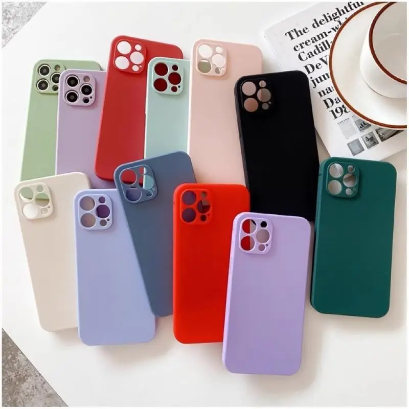 Candy color Square TPU Silicone Phone Case For iPhone 16 15 14 13 11 12 Pro Max X XS 7 8 Plus SE 2020 Shockproof Back Cover