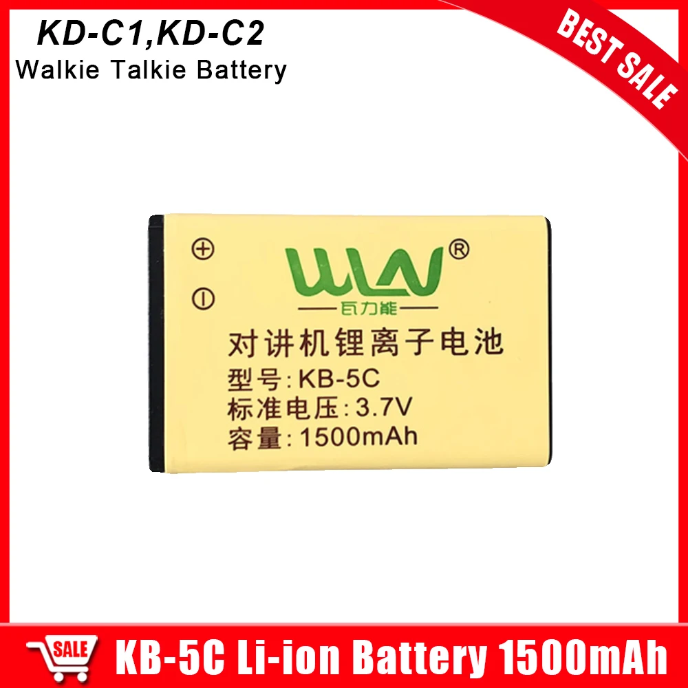 

KD-C1 KD-C2 Walkie Talkie Li-ion Battery 1500mAh 3.7V Extra Battery For WLN Two Way Radios C1 C2 Portable Radios Model KB-5C