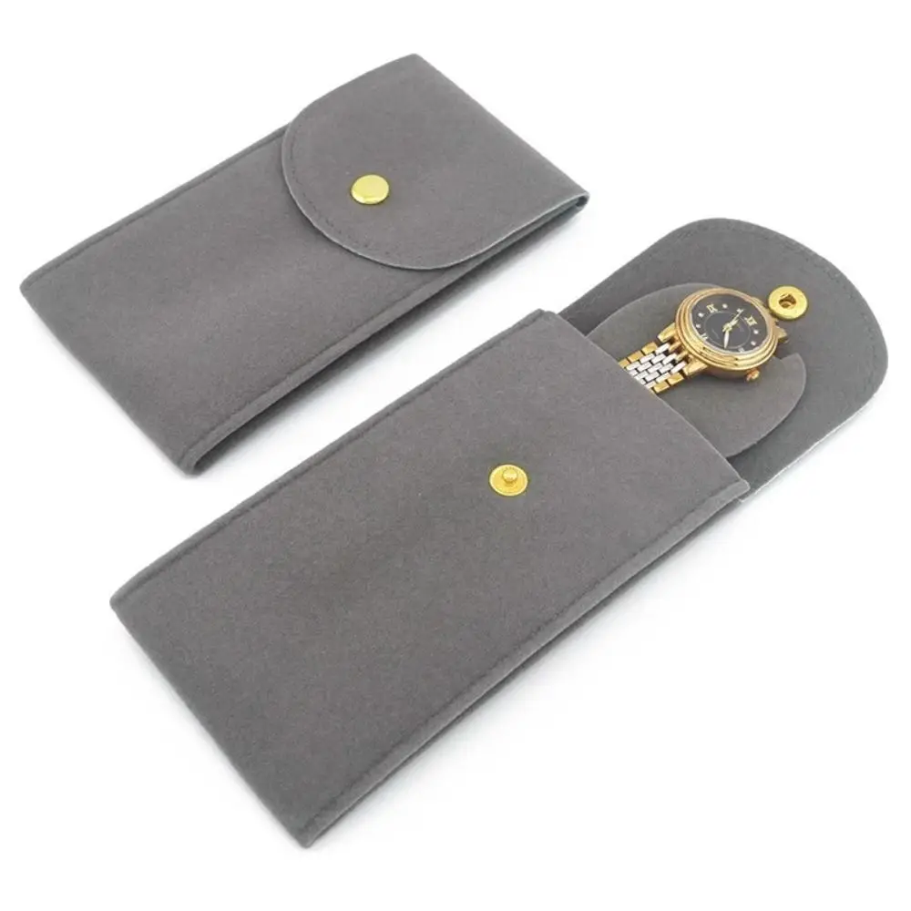 

High Quality Flannelette Watches Pouch Snap Portable Storage Bag Dust Protect Watch Boxes Case Women