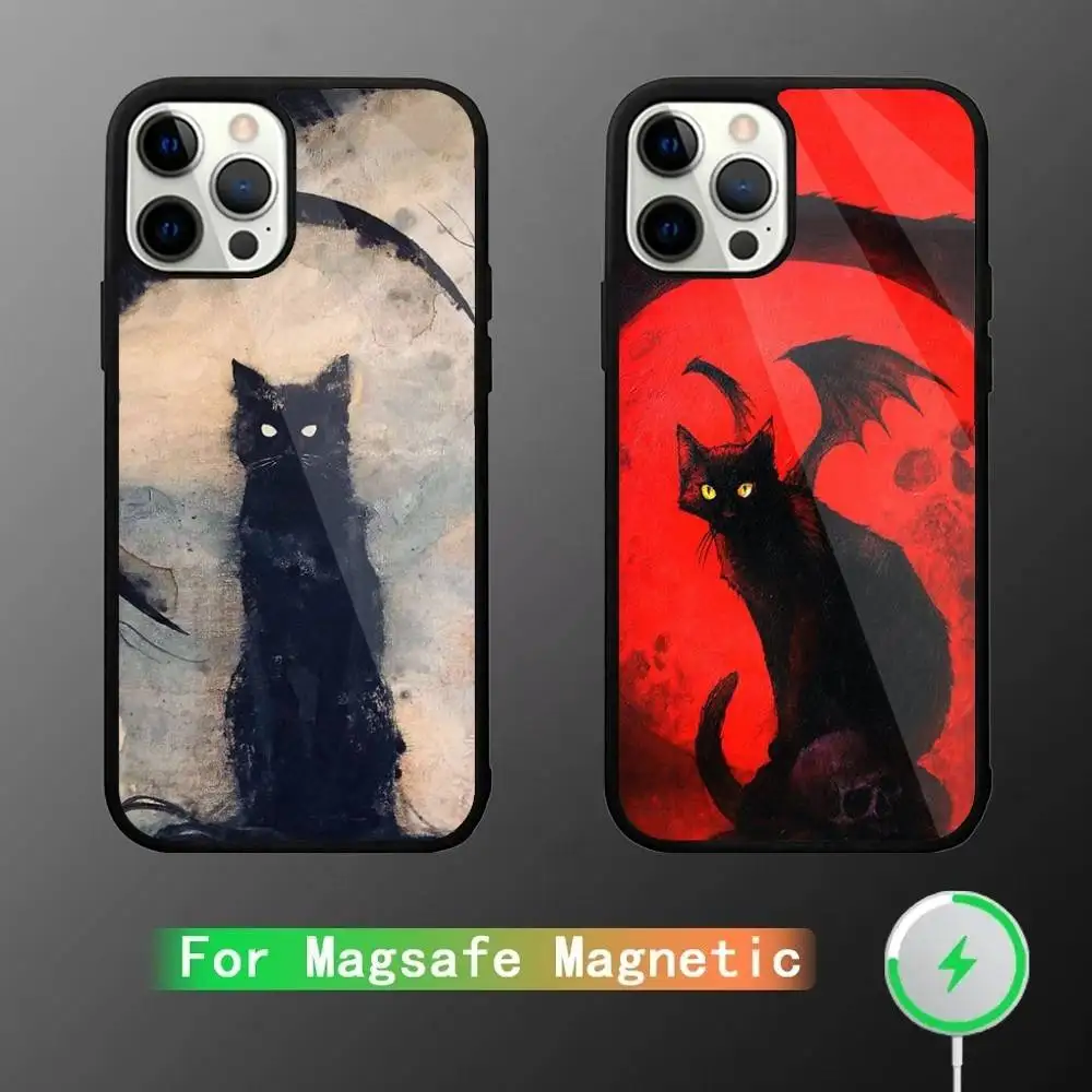 

Dark Funny Monster Cat Phone Case For iPhone 16,15,14,13,12,11,Plus,Pro,Max Mini Magsafe Magnetic Wireless Charging