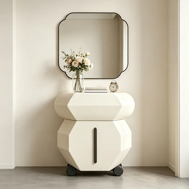 Elegant Storage Bedside Table White Designer Look Italian Narrow Nightstands Modern White Mesitas De Noche Bedroom Furniture
