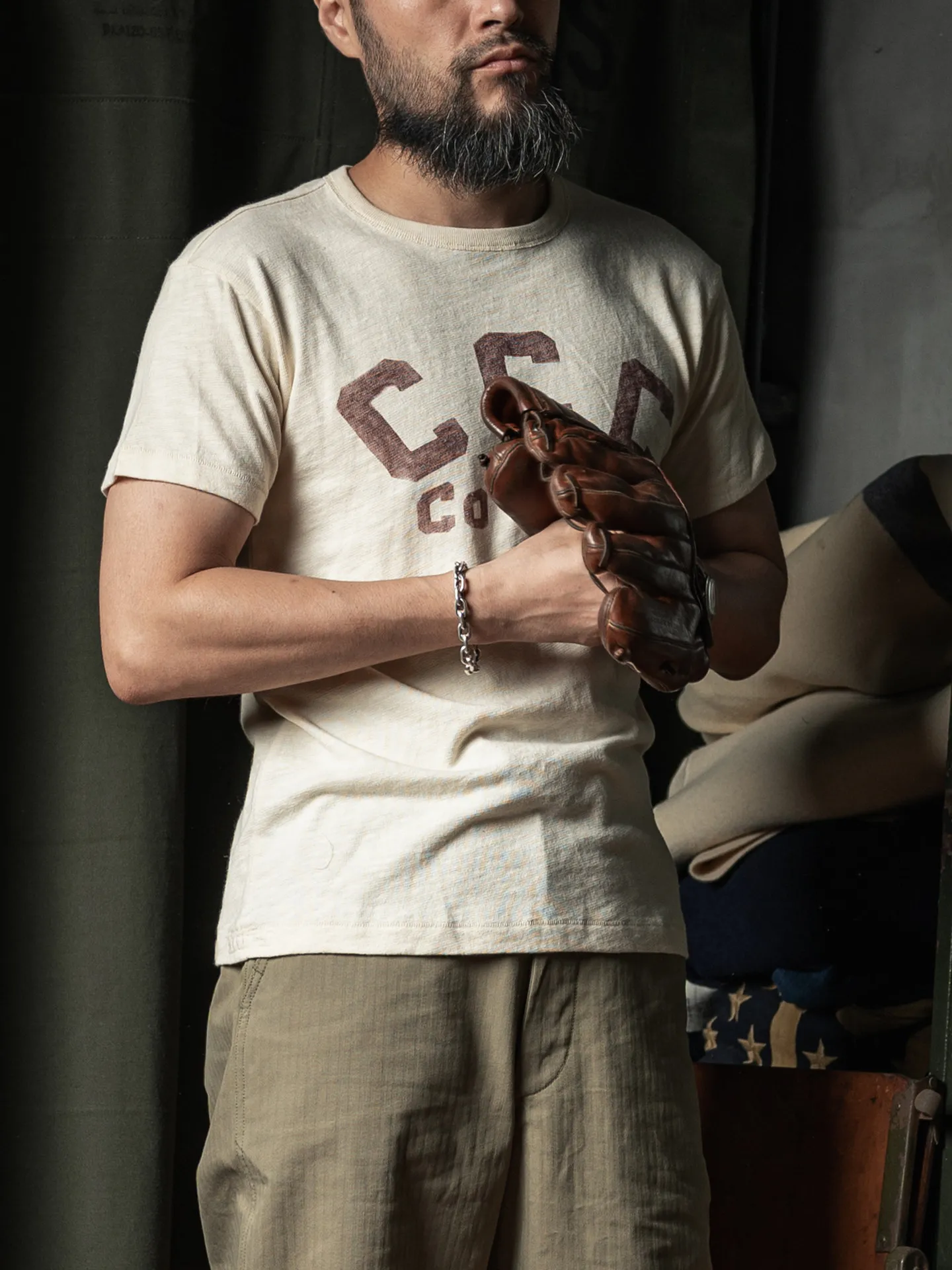 BRONSON CCC 602nd Company Conservation Corps Baseball Team Short-Sleeve T-Shirt Slub Yarn Breathable Athletic TEE