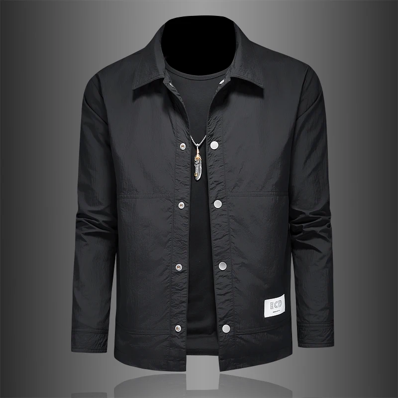 

Spring Autumn Pure Color Simple Versatile Lapel Jaet Men High Quali Youth Faion Korean Sle Busin Casual Thin Outer...