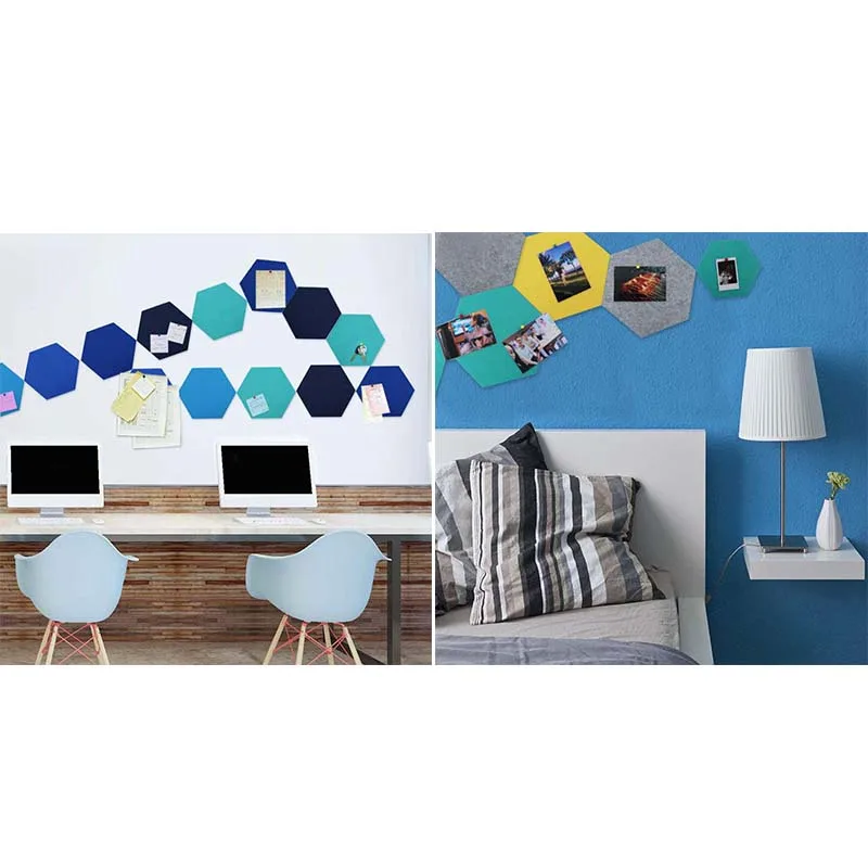 A66F-10 Pezzi Hexagon Feltro Bordo Hexagon Feltro Adesivo da parete 3D Decorativo Home Message Board Autoadesivo Camera dei bambini Battiscopa, 5