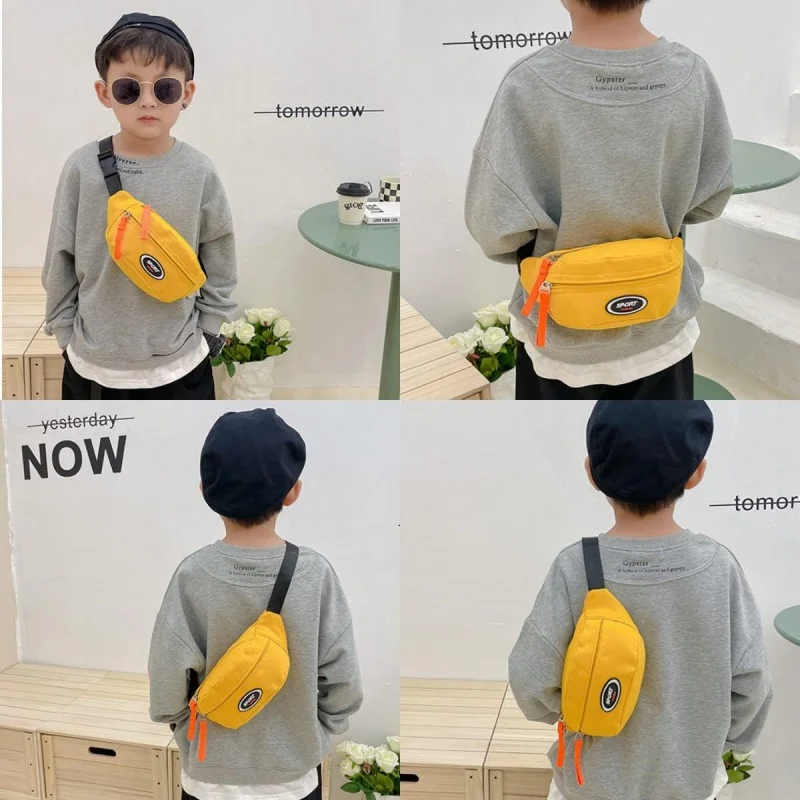 Nueva moda, bolso bonito para el pecho para niños, riñonera cruzada de un hombro, bolso Diagonal de lona, bolso con cremallera para niña y niño, monedero