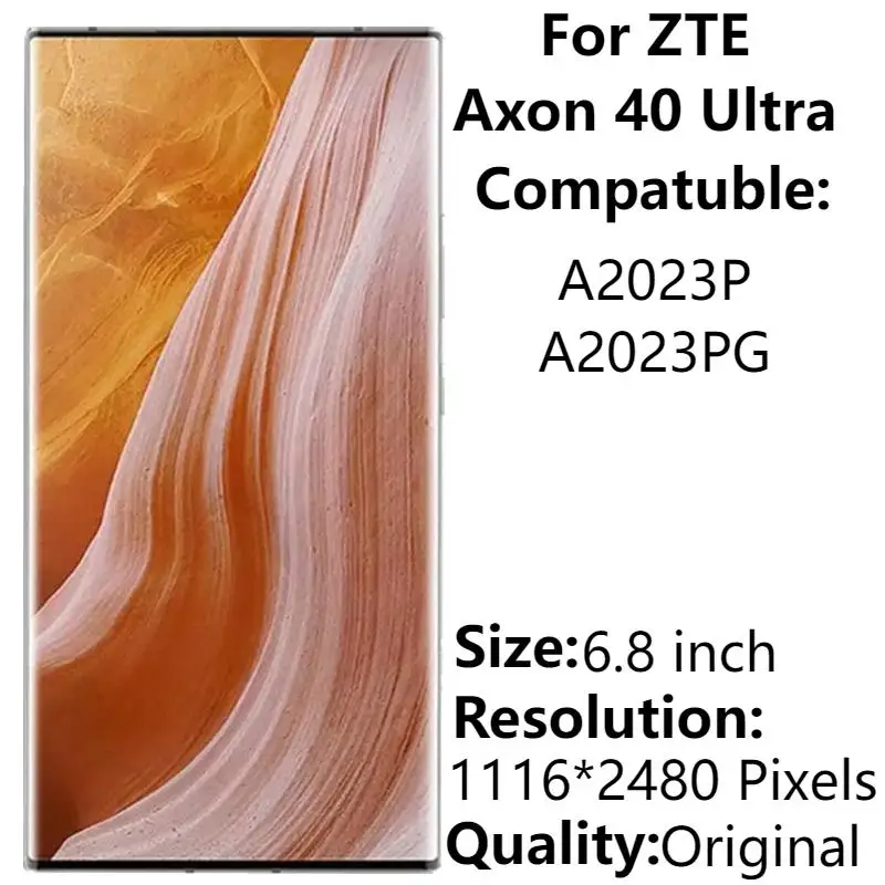 For ZTE Axon 40 Ultra A2023PG LCD Display With Frame Original 6.8