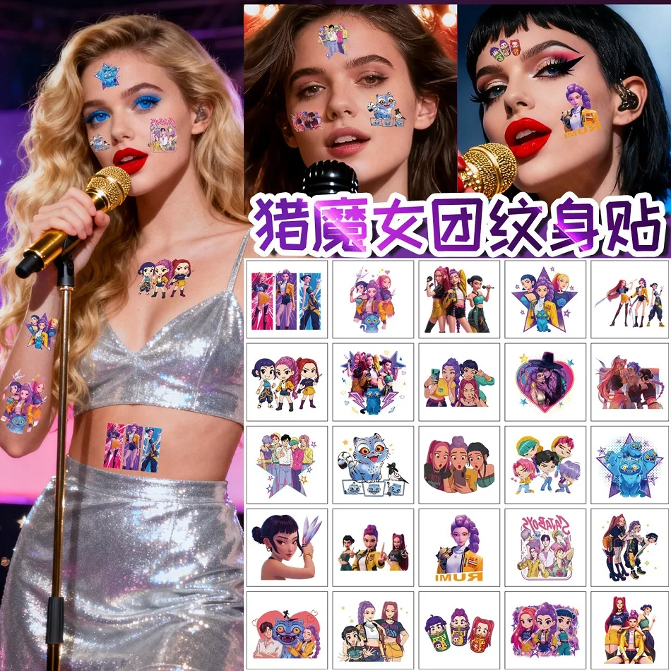 10/20/30 قطعة KPop الشيطان هنتر أنيمي الطرفية الكرتون الكتابة على الجدران الإبداعية لصاقات وشم ملصقات لطيف نقل المياه الوشم #1