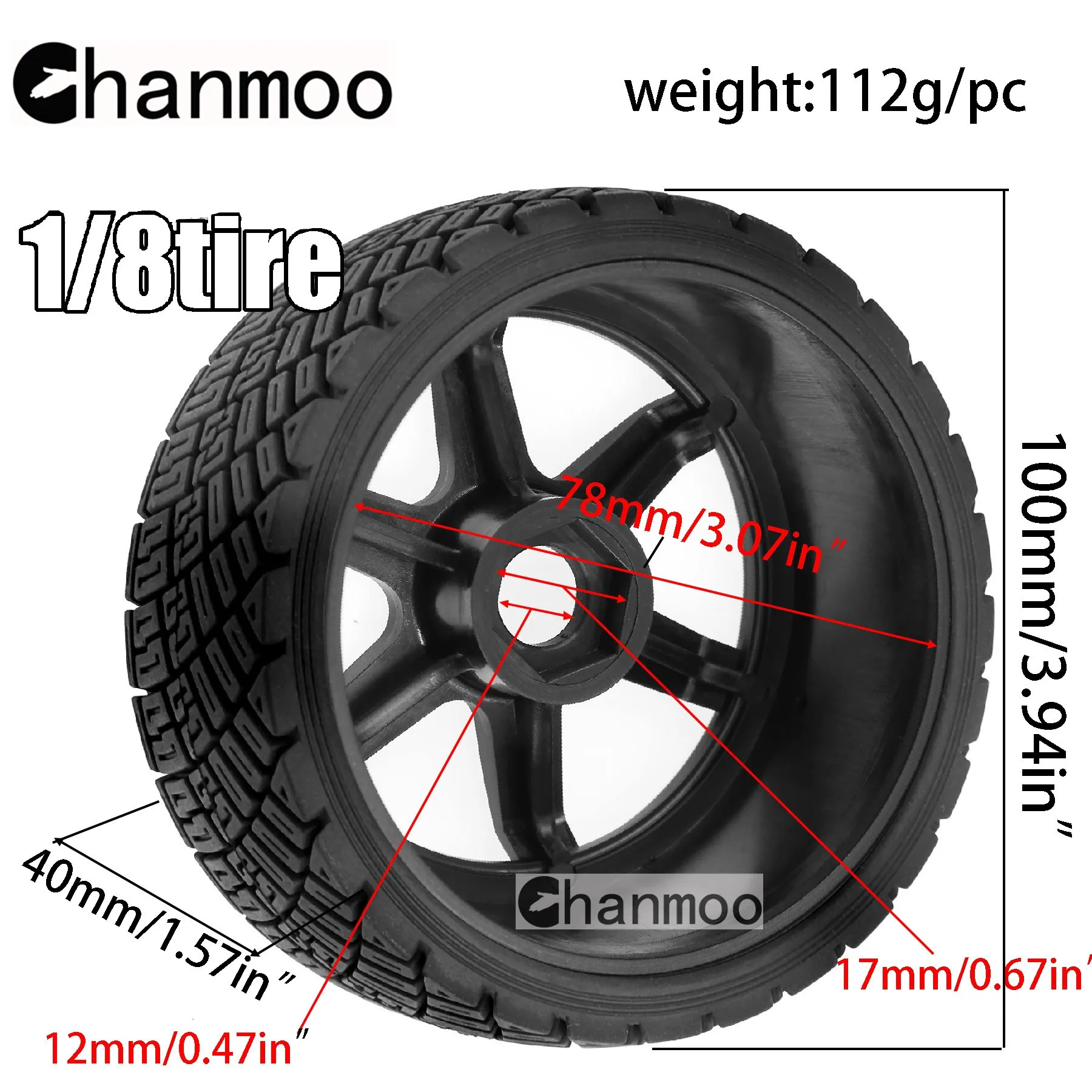 Neumáticos de Rally WRC, llantas de plástico hexagonales de 17mm para coche teledirigido 1:8 Arrma HSP HPI Traxxas Redcat Losi Kyosho Redcat WR8 KM Citroen C3, 1/8