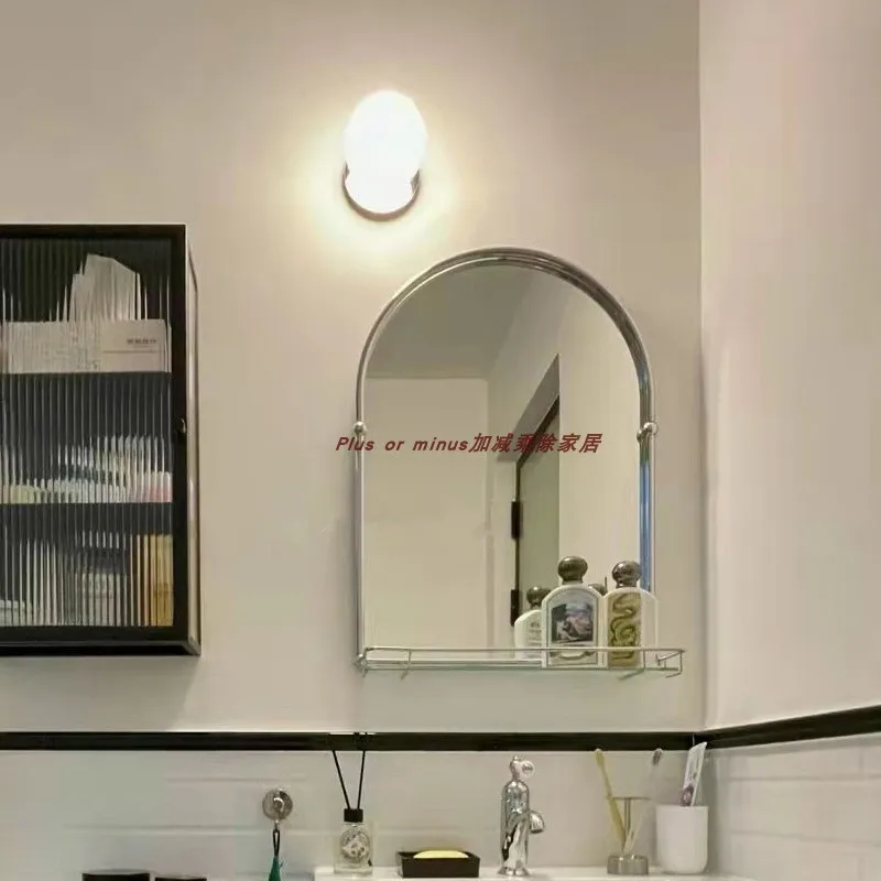 Vintage arch shaped bathroom mirror simple wall mounted toilet wall-mounted stainless steel vanity mirror