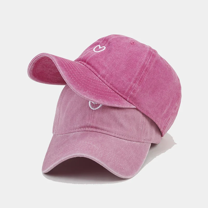 หมวกเบสบอลทรงนุ่มปักลายหัวใจสไตล์วินเทจ - หมวกวิ่งป้องกันแสงแดดสำหรับกิจกรรมกลางแจ้งแบบลำลองสำหรับทุกเพศ