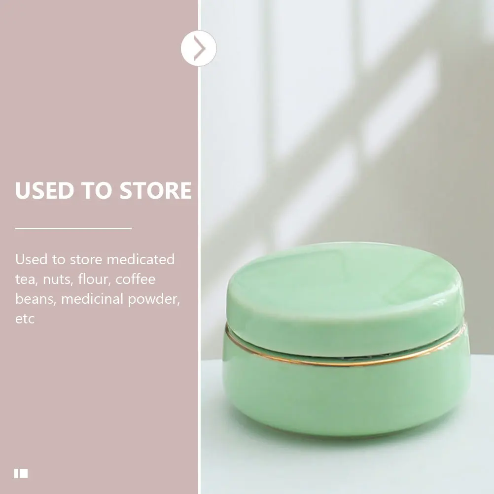 

2 Pcs Ceramic Canister Balm Pot Mini Tea Canisters Airtight Storage Loose Sealed