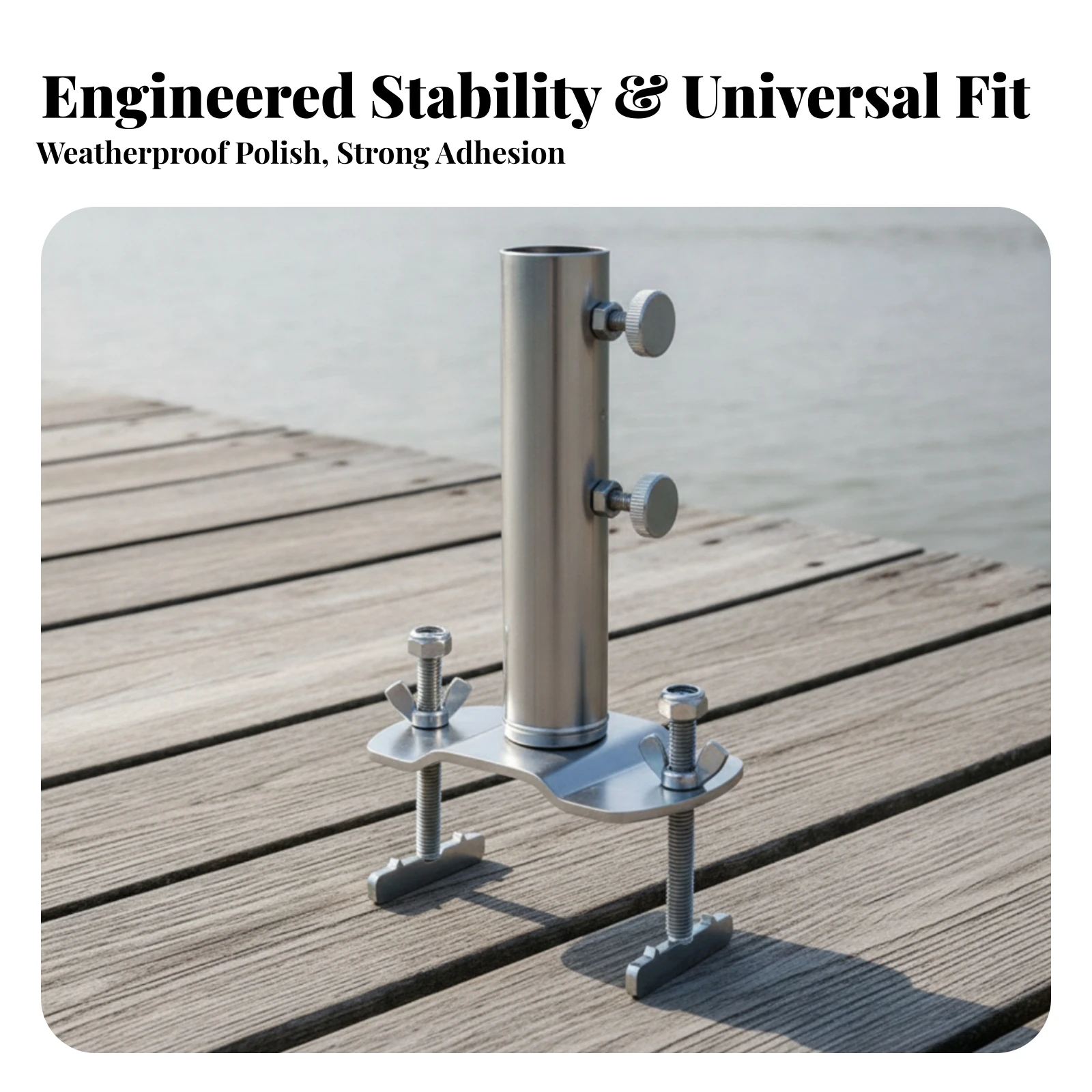 Fishing Umbrella Holder Sturdy Umbrella Holder with Clamp Hardware Rustproof Easy Installation for Anglers, Bridge Board