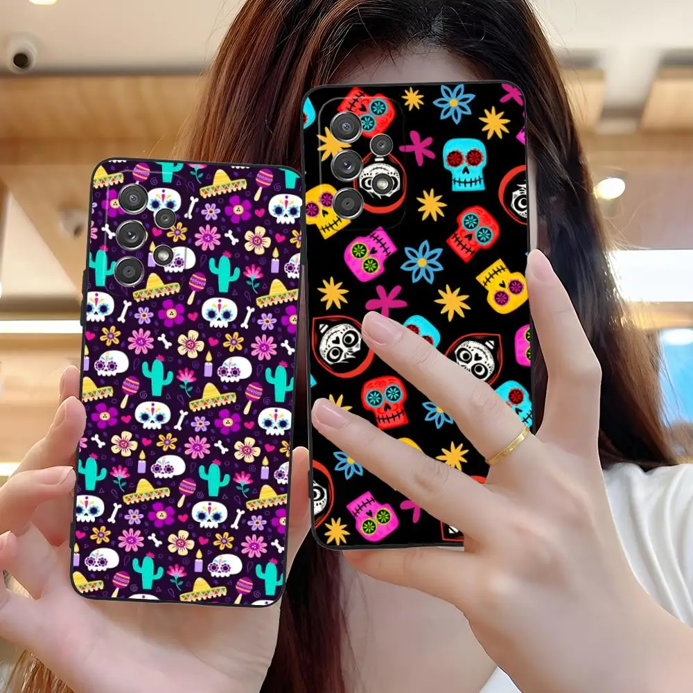 Day of the Dead Phone Case for Samsung Galaxy M55 54 42 35 34 33 32 23 22 15 14 13 12 F55 5G Soft TPU Shockproof Cover