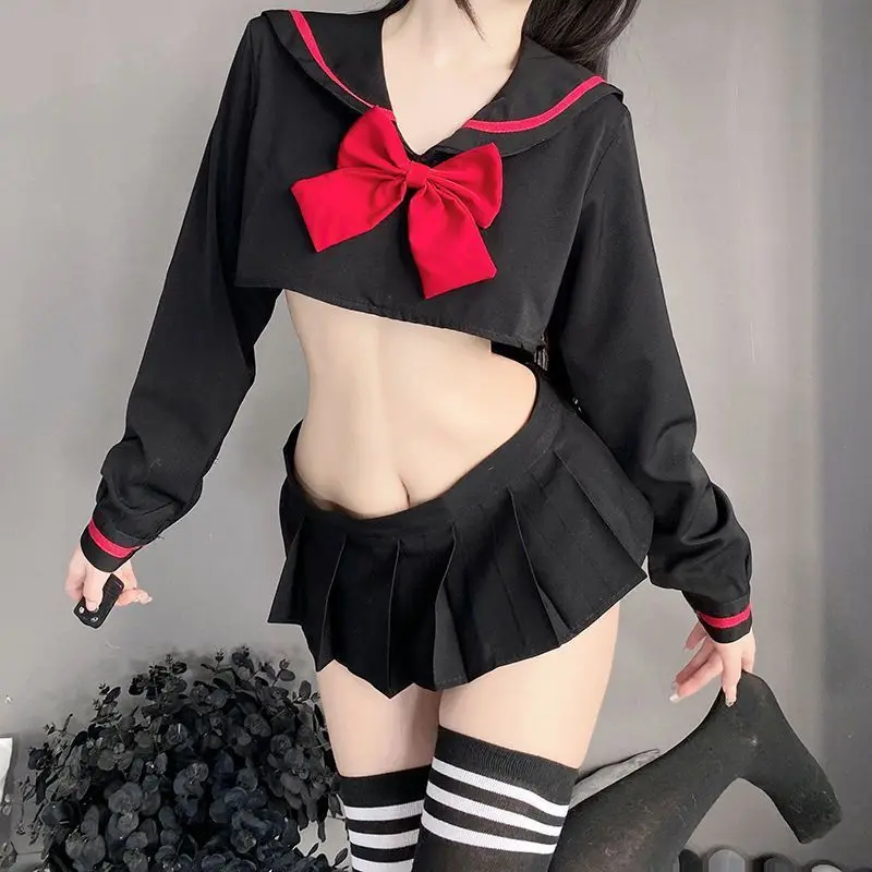Cô Gái Dễ Thương Cosplay Sinh Sinh Viên Phối Nơ Ngọt Ngào Nữ Sinh Nhật Thủy Thủ Bộ Trang Phục Gợi Cảm Áo Sơ Mi Tay Dài Mini Váy Xếp Ly Bộ