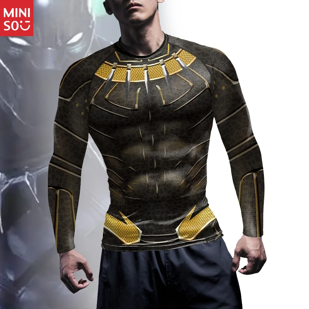 

Miniso 2025 Men's 3D Print Fitness Shirt | Summer Workout Tee, Short/Long Sleeve