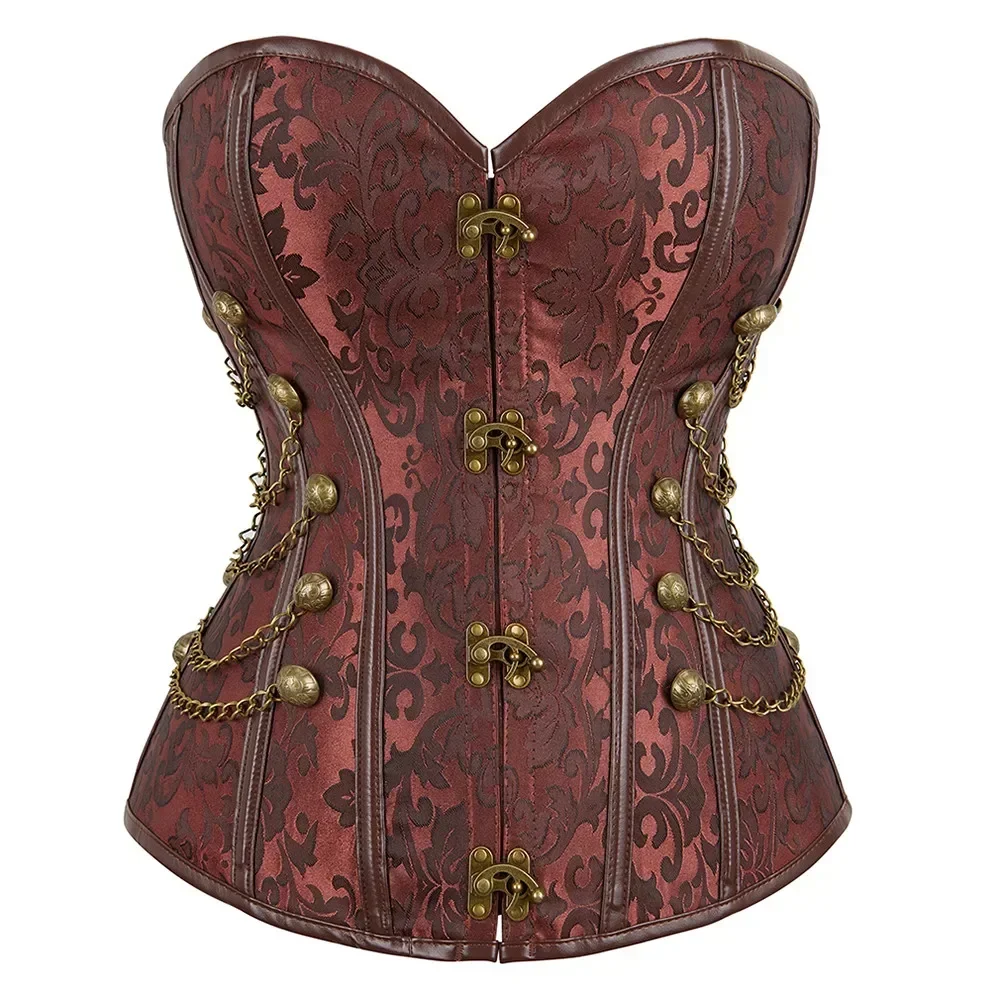 Steampunk Overbust Corset Retro Gothic Clothing Women Clubwear Bustiyer Corselet