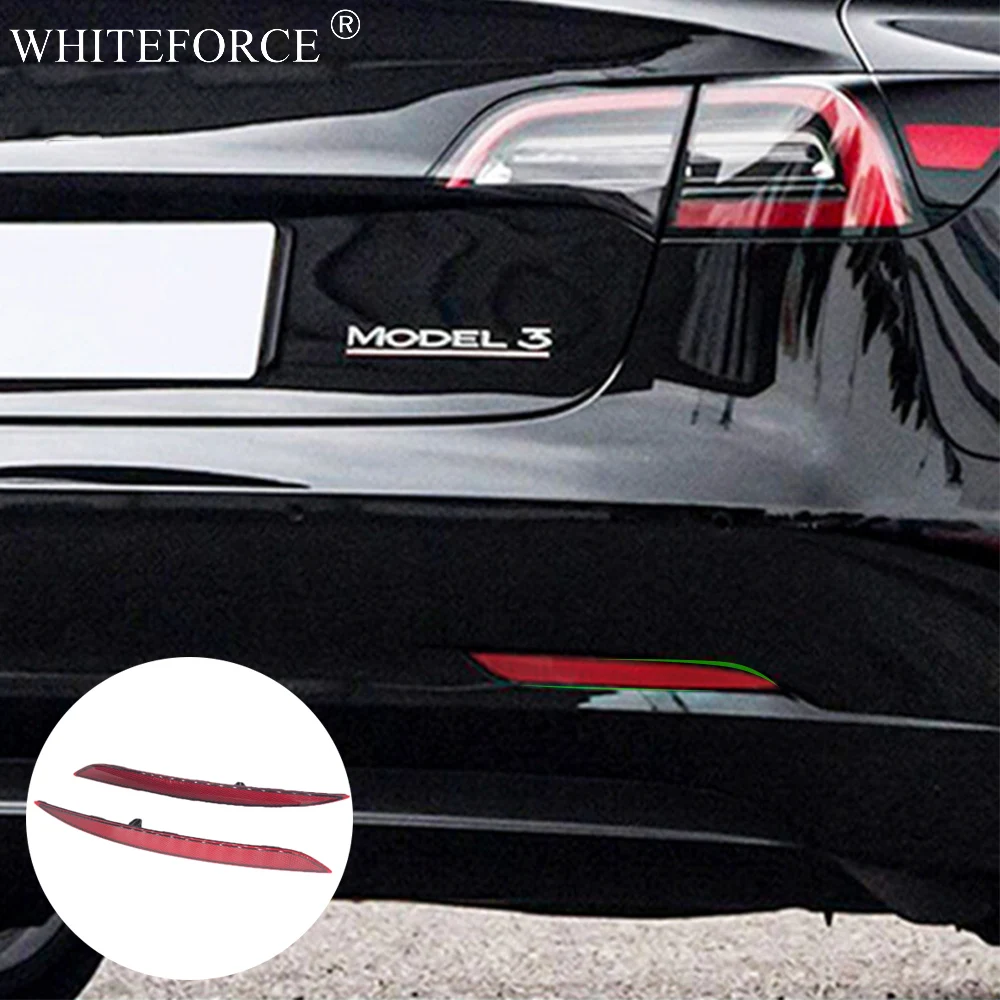 

Для Tesla Model 3/Y 2021-2024 2 шт. левый и правый задний отражатель заднего бампера красная светоотражающая полоса хвостовой отражатель света