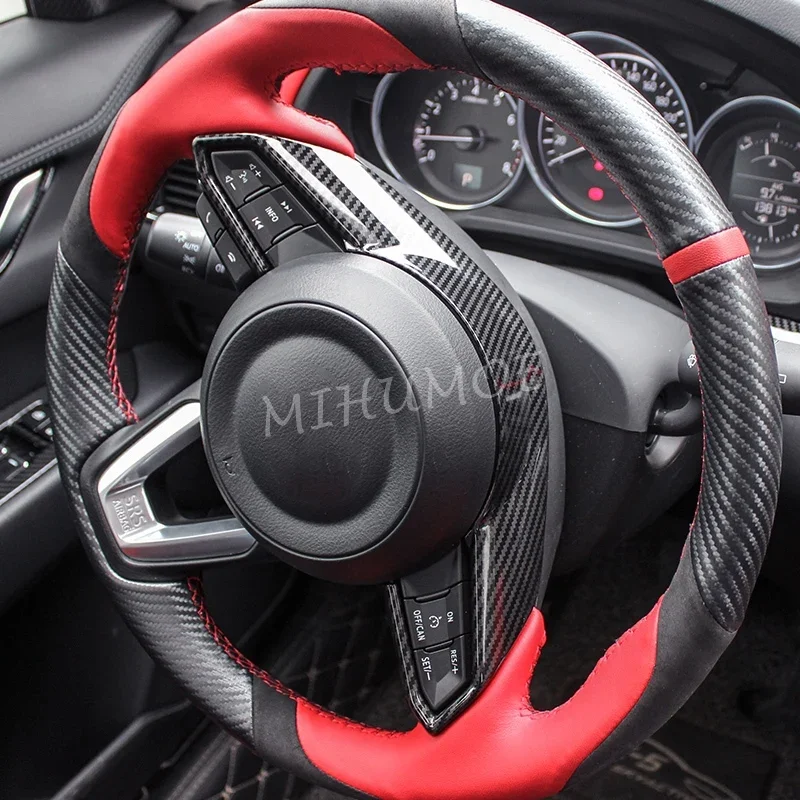 Carbon Fiber Interior Steering Wheel Strip Trim Cover For Mazda 3 CX3 CX5 CX-3 CX-5 Mazda3