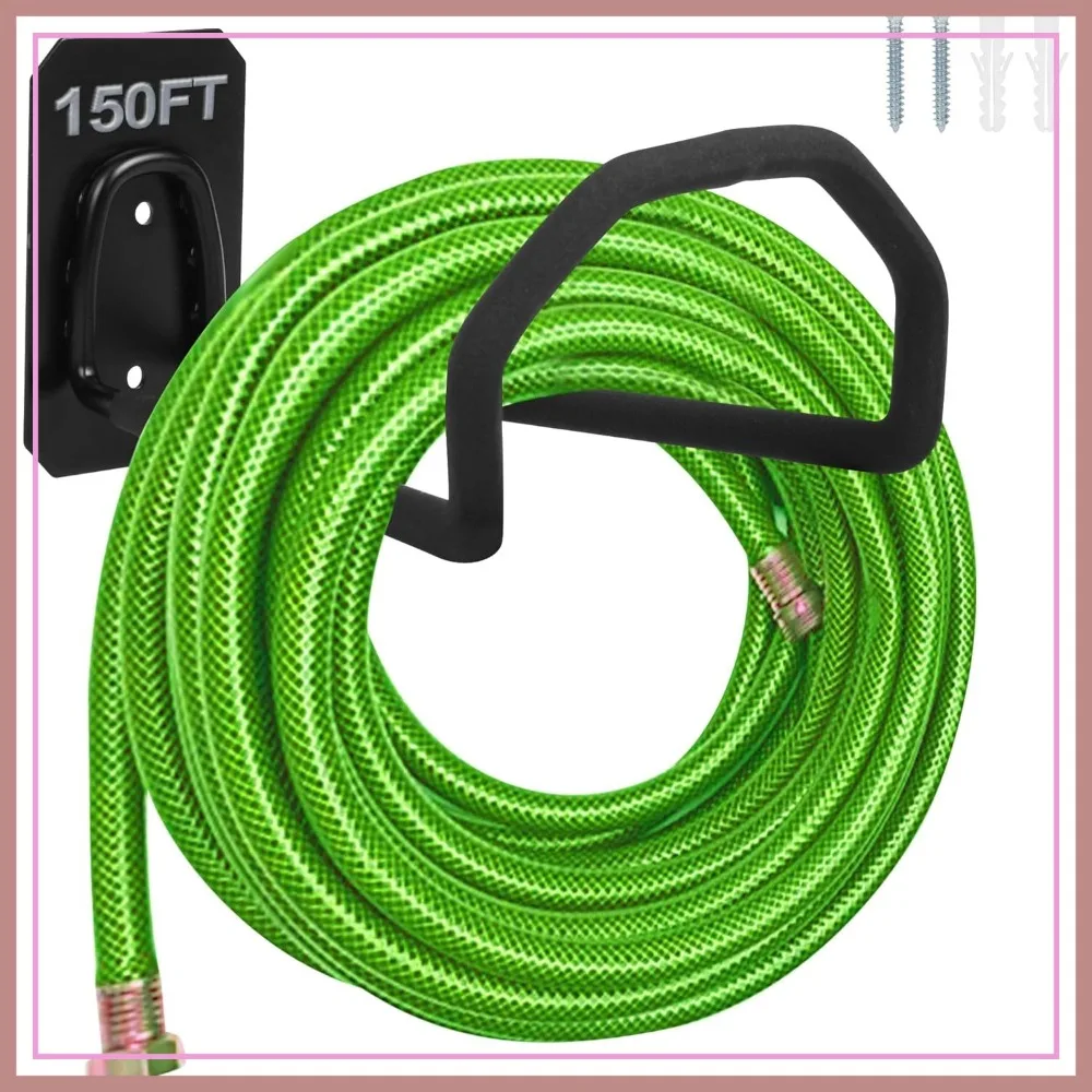 Heavy Duty Garden Hose Holder Wall Mount - Metal Water Hose Hanger for Outside, Sturdy Hose Reel Hooks